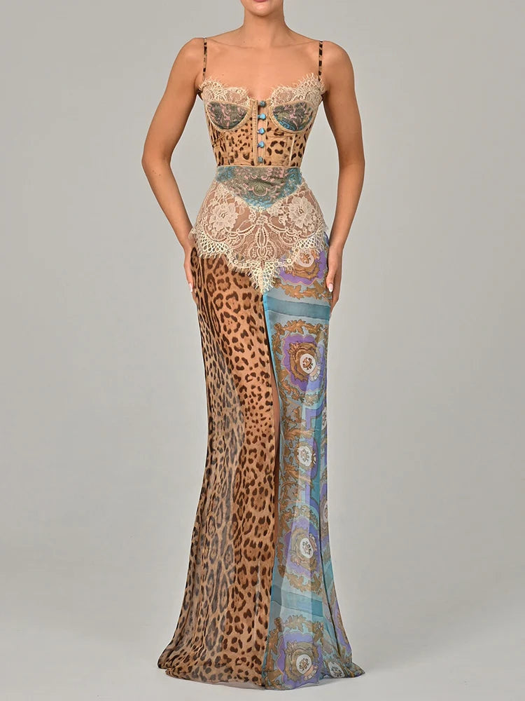 Leopard Print Maxi Dress – Sexy Sleeveless Gown