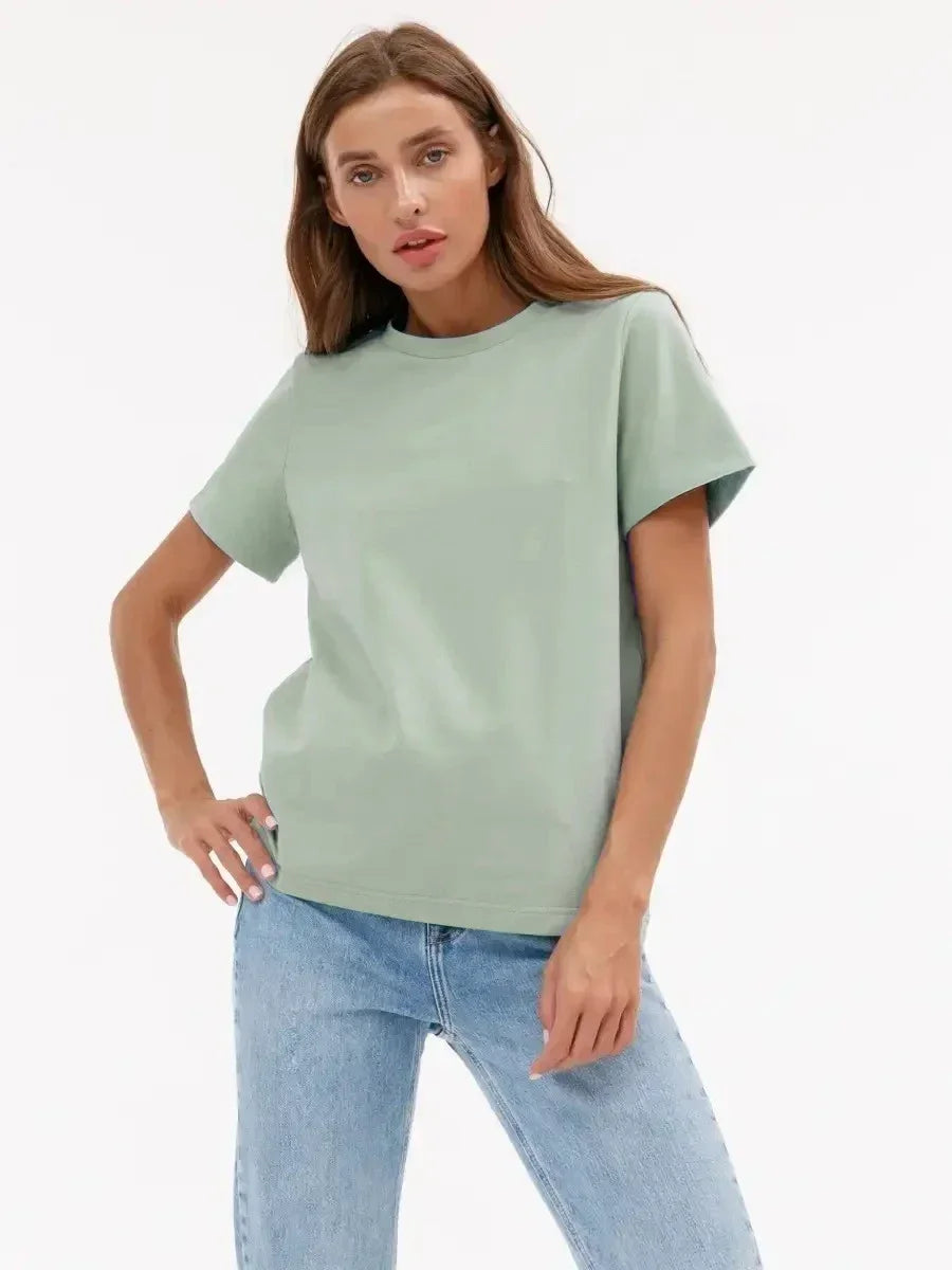 Women’s Loose Fit Cotton T-Shirt – Summer Basic Top (230g)