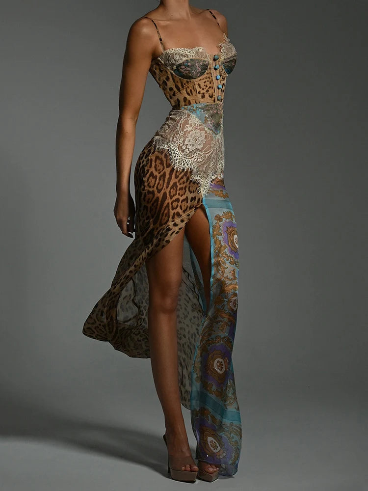 Leopard Print Maxi Dress – Sexy Sleeveless Gown