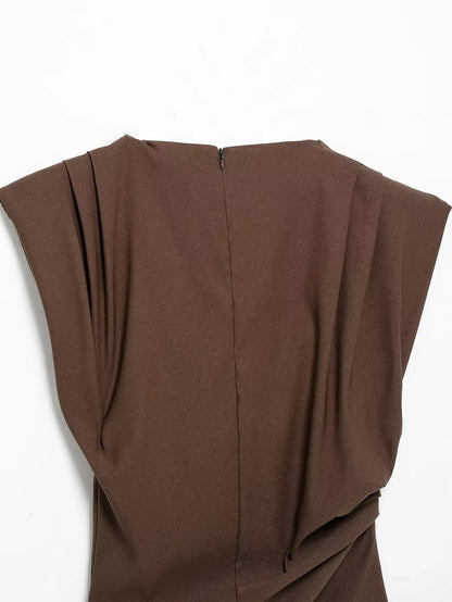 2025 Summer Asymmetric Tank Top – Women’s Ruched Slim Fit Office & Party Top