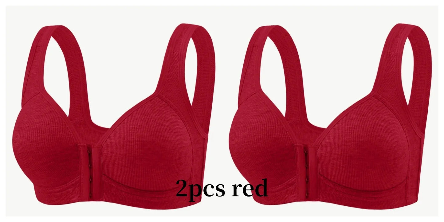 Women’s Front Close Bra – Solid Color, Fixed Cups, Wire-Free