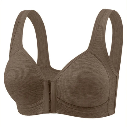 Women’s Front Close Bra – Solid Color, Fixed Cups, Wire-Free