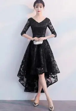 Elegant 2025 Navy Blue V-Neck Bridesmaid Dress – Half Sleeve A-Line Formal Gown for Women