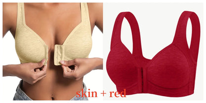 Women’s Front Close Bra – Solid Color, Fixed Cups, Wire-Free
