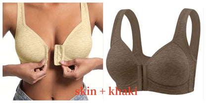 Women’s Front Close Bra – Solid Color, Fixed Cups, Wire-Free