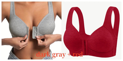 Women’s Front Close Bra – Solid Color, Fixed Cups, Wire-Free
