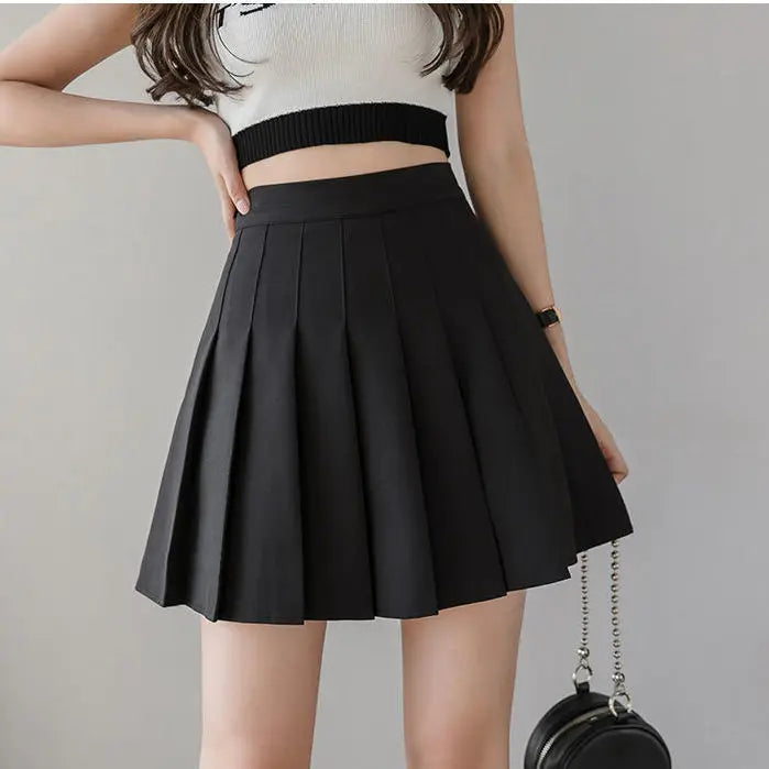 Kawaii Pink Plaid Pleated Mini Skirt