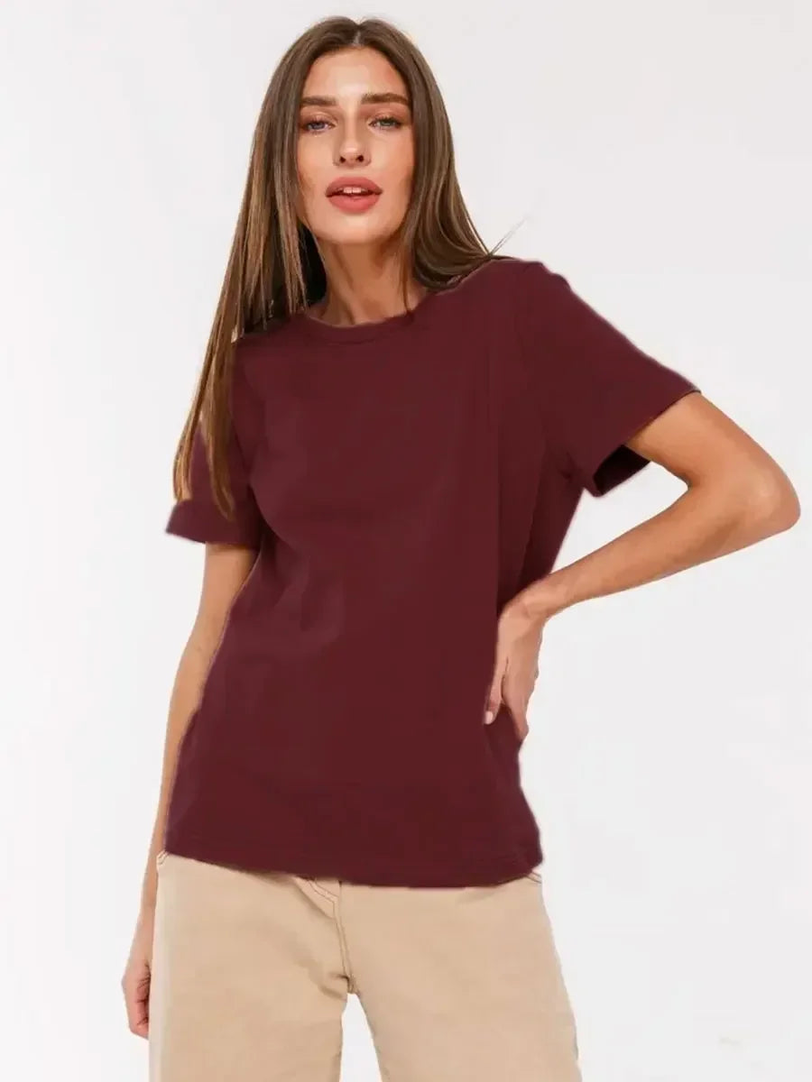 Women’s Loose Fit Cotton T-Shirt – Summer Basic Top (230g)