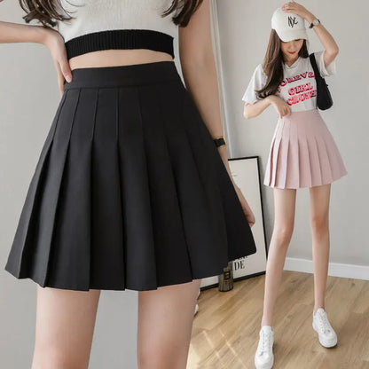 Kawaii Pink Plaid Pleated Mini Skirt